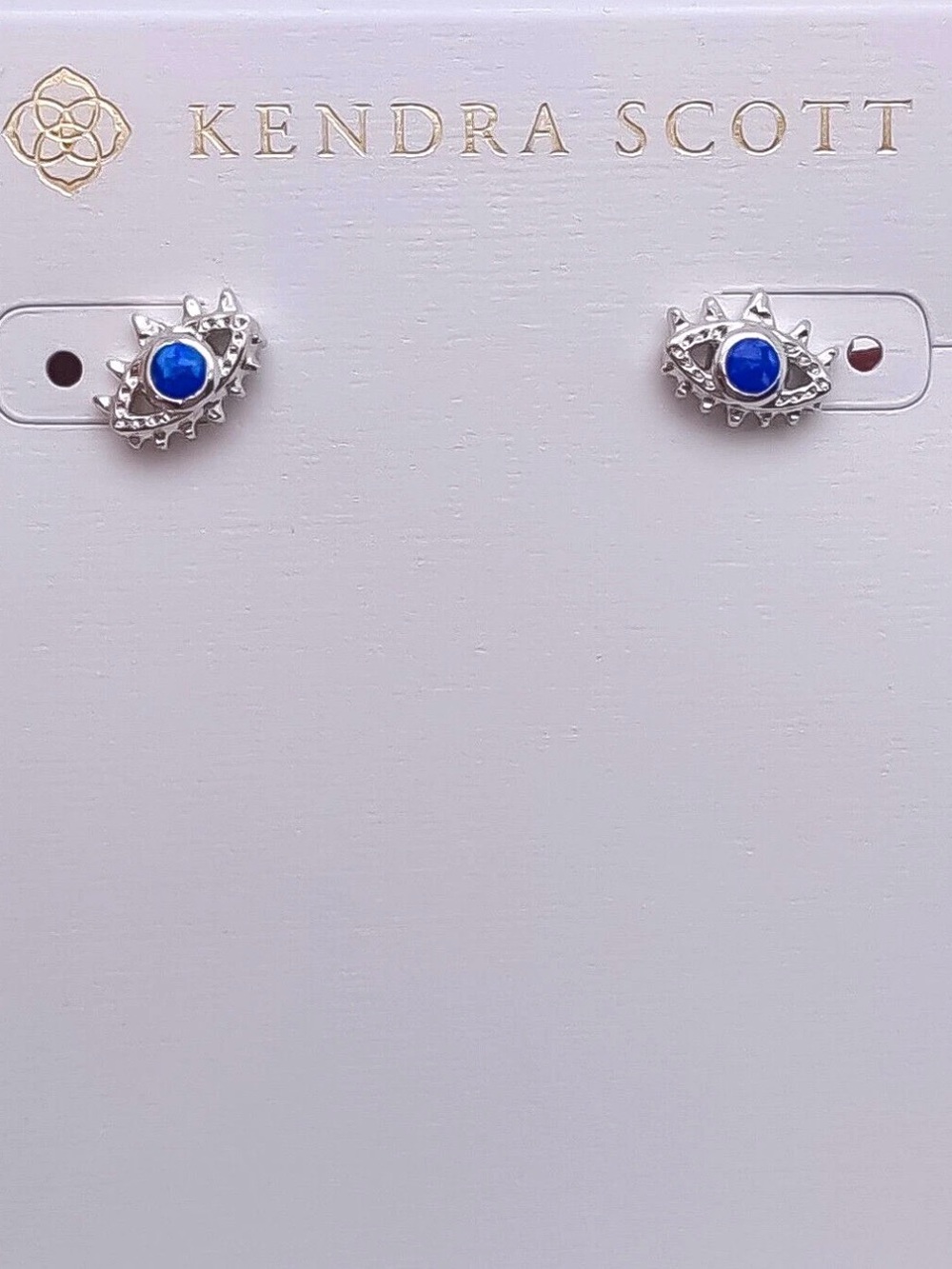 Kendra Scott Silver Stud Earrings with Cobalt Blue Center